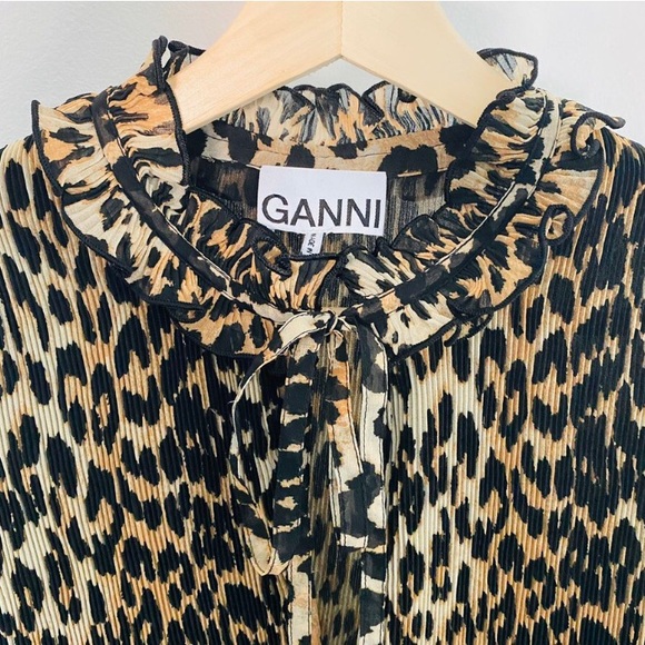 SOLD***GANNI Pleated Georgette Mini Dress - Picture 4 of 5